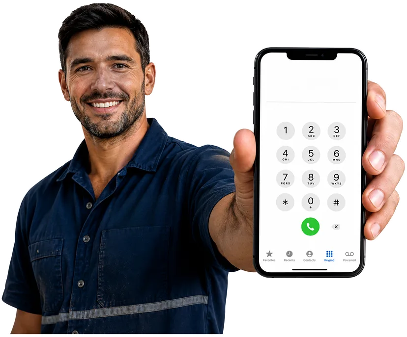 Our plumber taking a booking call for Dean Park