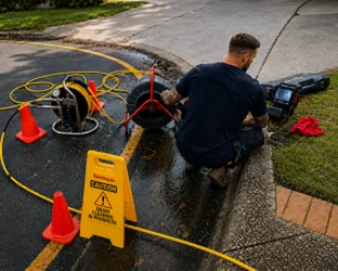 Plumber inspecting a blocked drain in Dean Park